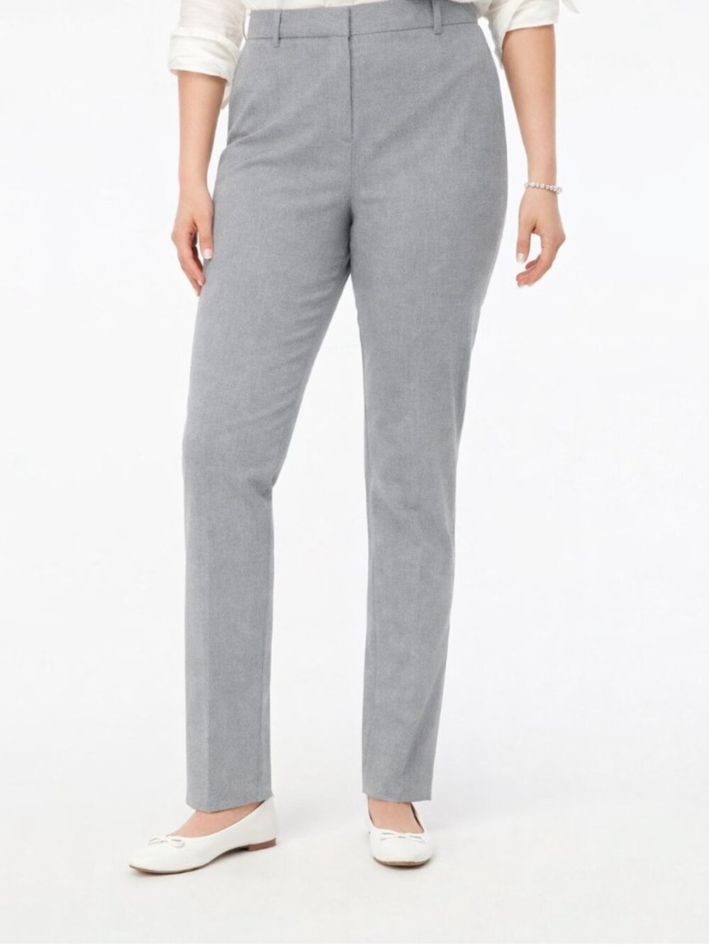 NWT J. Crew Slim-fit Full-length Trouser Pant For Women | Light Grey | 16